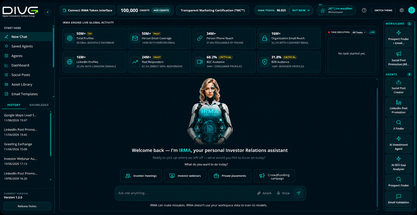 IRMA platform dashboard interface